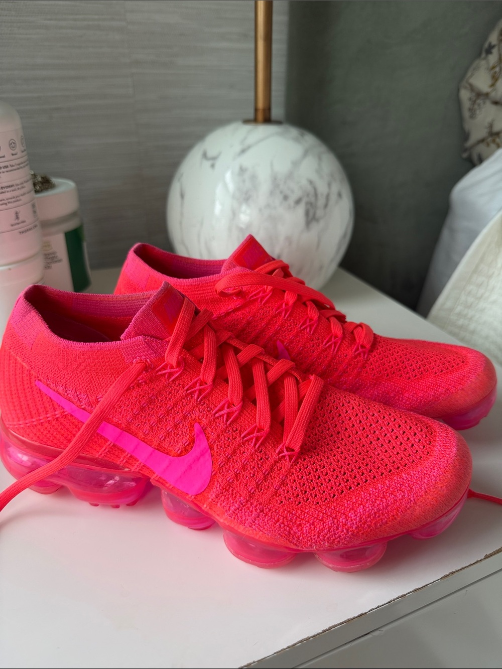 Nike Bright Pink Flyknit VaporMax Running Shoes 7.5